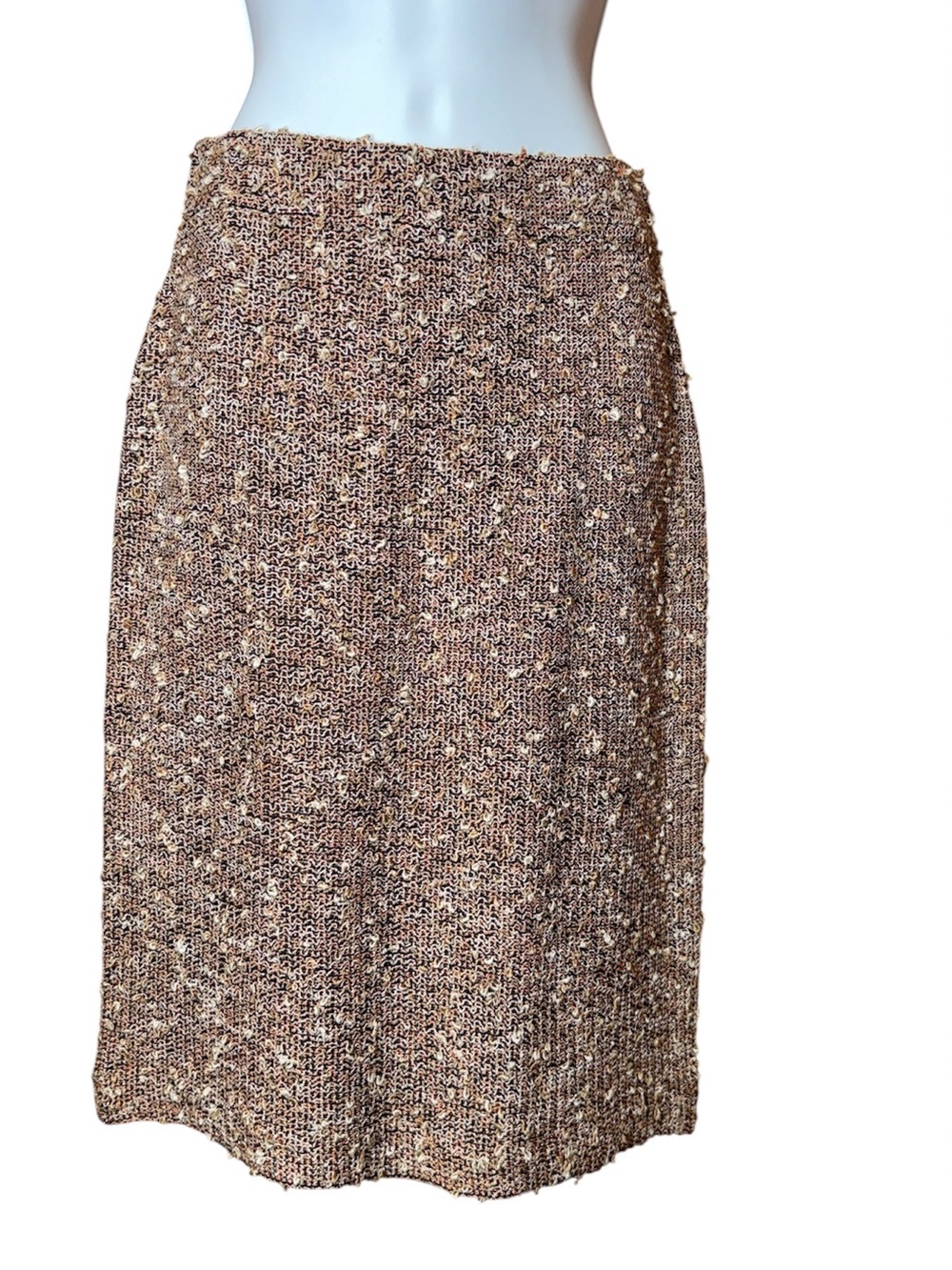 St. John Evening Santana Bouclé Knit Skirt With Intertwined Metallic Gold Size 2